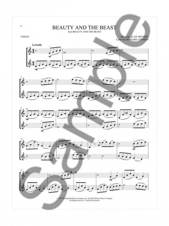 Disney Songs For Violin Duet