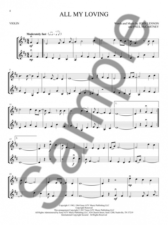 The Beatles For Violin Duet