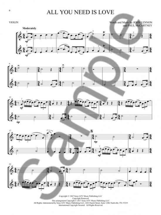 The Beatles For Violin Duet