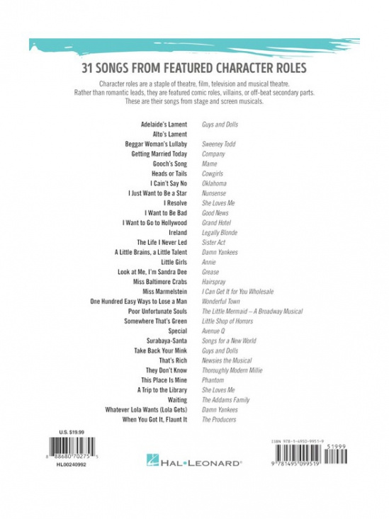 Character Songs From Musical Theatre - Women's Edition