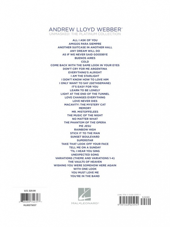 Andrew Lloyd Webber - Unmasked (PVG)