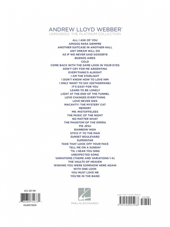 Andrew Lloyd Webber - Unmasked (Easy Piano)