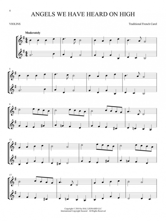 Christmas Carols for Two Violins