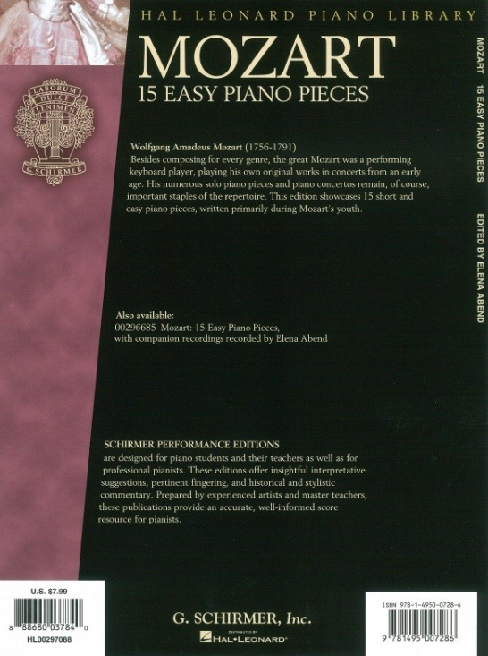 Mozart: 15 Easy Piano Pieces