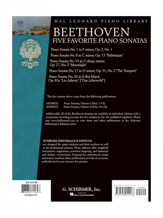 Beethoven Five Favorite Piano Sonatas