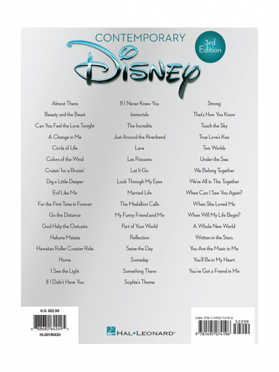 Contemporary Disney 50 favorite songs PVG