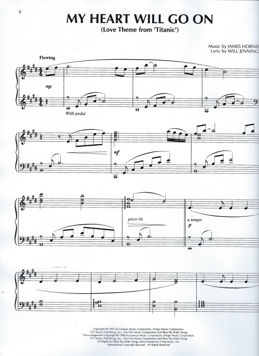 Horner: My Heart Will Go On för piano