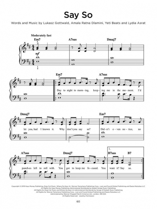 Top Hits of 2020 Easy piano