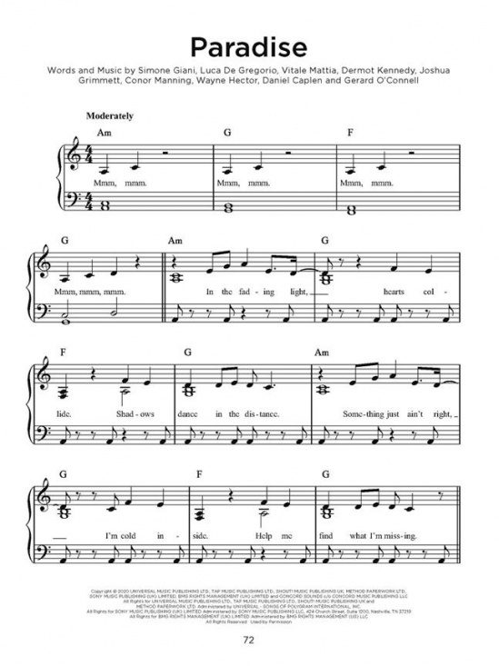 Chart Hits of 2020-2021 Easy Piano