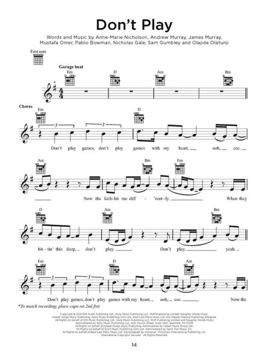 Chart Hits of 2020-2021 Easy Guitar