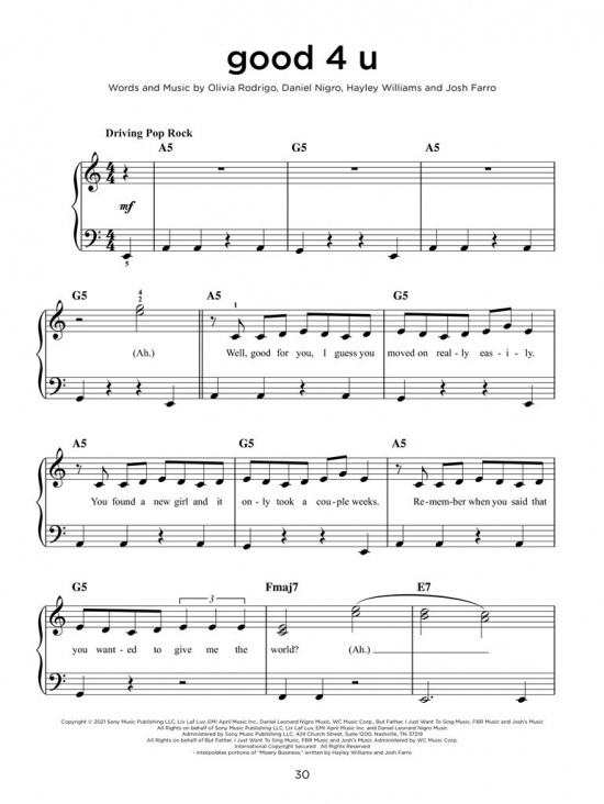 Top Hits of 2021 Easy piano