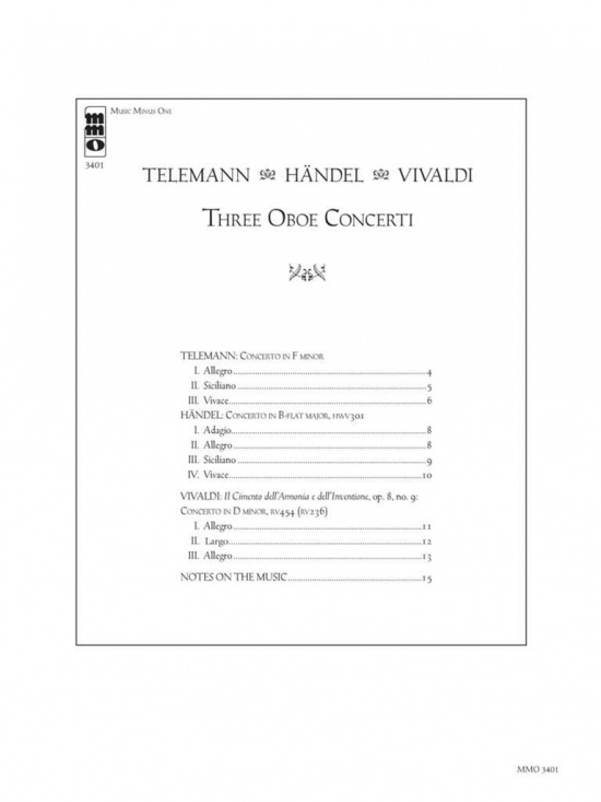 Telemann Händel Vivaldi: Three Oboe Concerti 