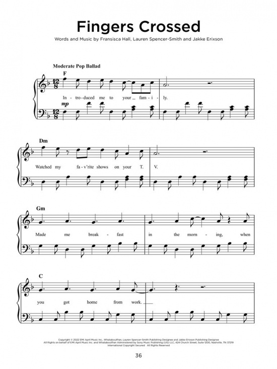 Chart Hits of 2021-2022 Easy Piano