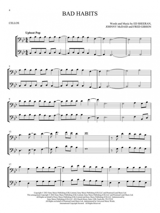 Chart Hits For Two Cellos