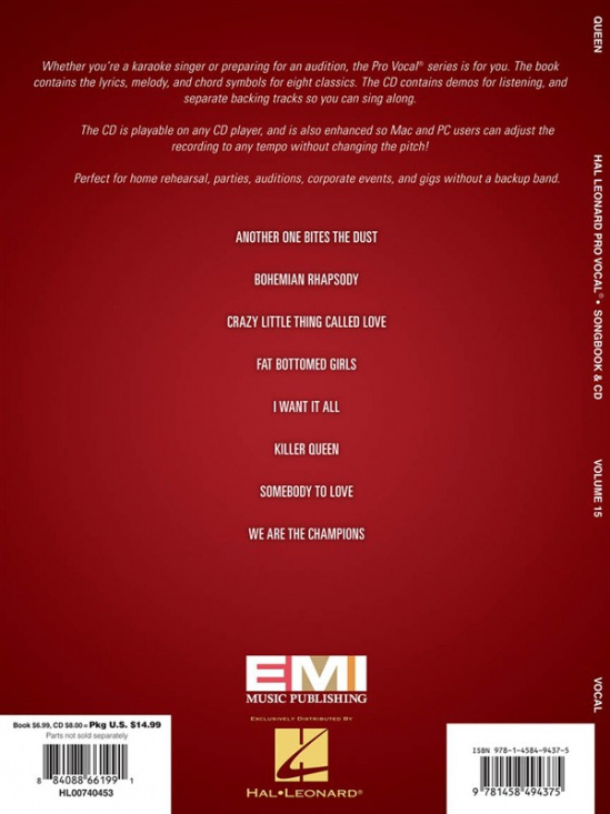 Pro Vocal Volume 15: Queen