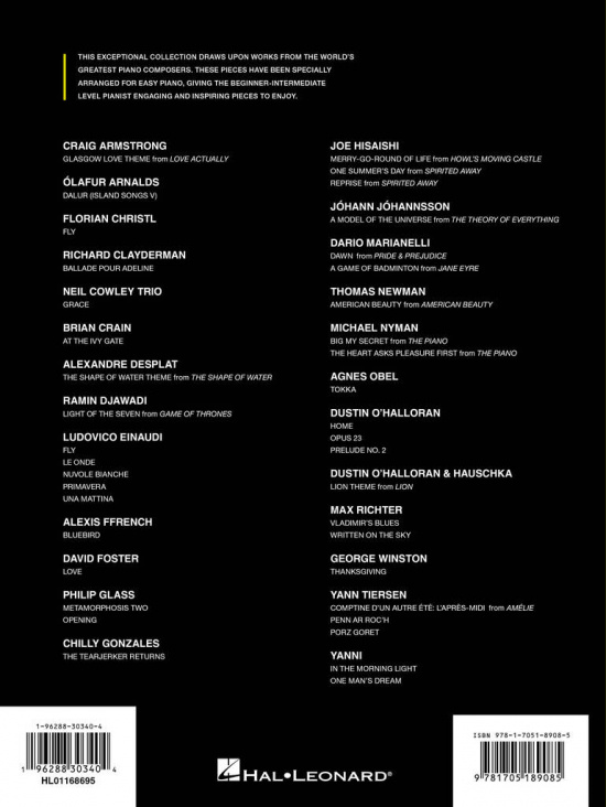 Contemporary Piano Masters for Easy Piano