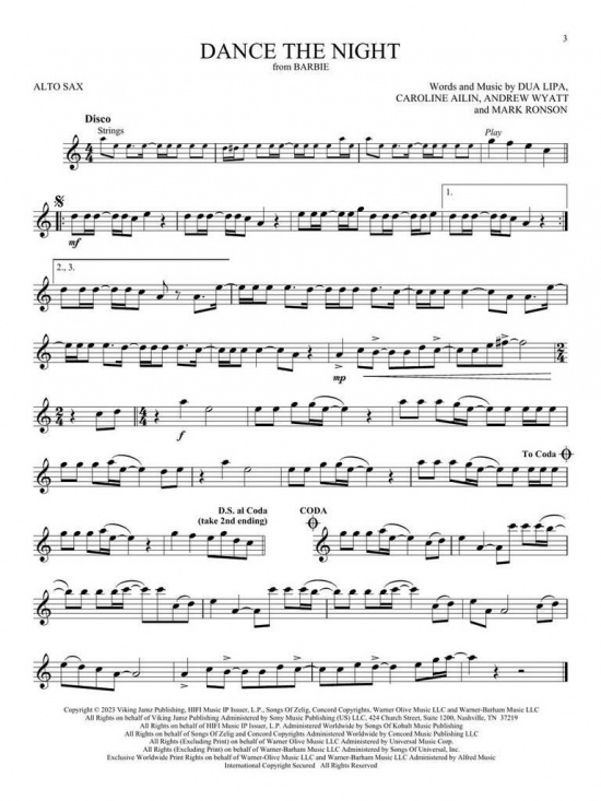 Songs from Barbie, The Little Mermaid, The Super Mario Bros. Movie, and More Top Movies for Alto Sax