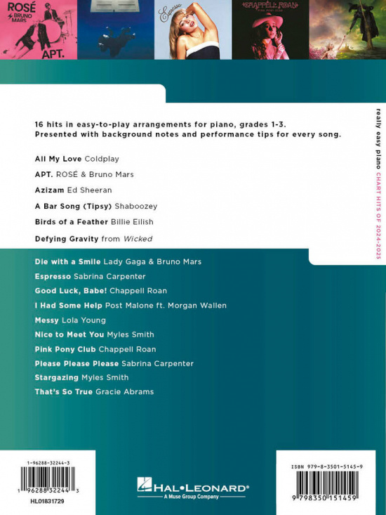 Really Easy Piano Chart Hits of 2024-2025