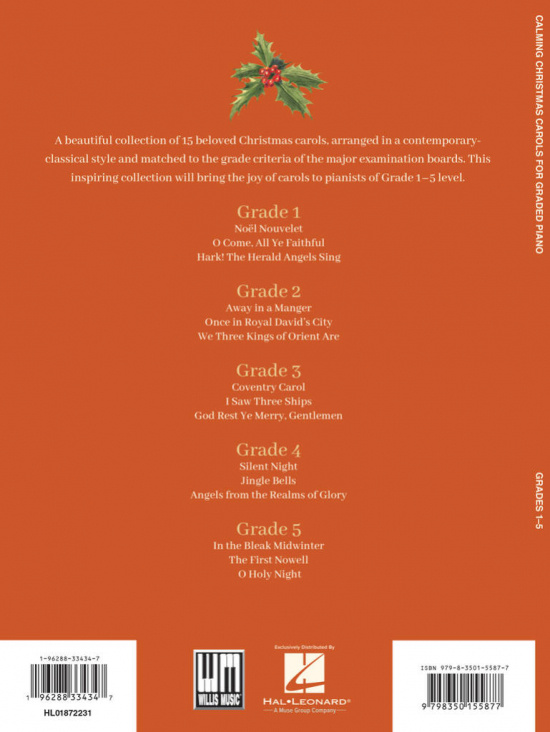 Calming Christmas Carols for Graded Piano