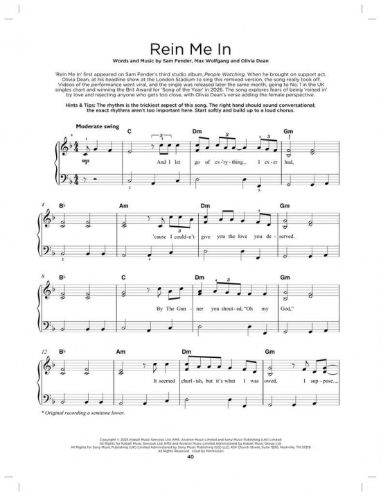 Really Easy Piano: Chart Hits of 2025-2026