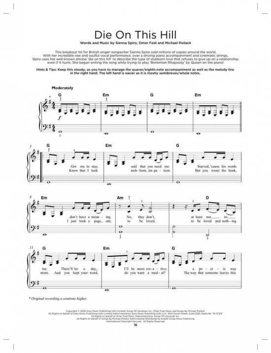Really Easy Piano: Chart Hits of 2025-2026