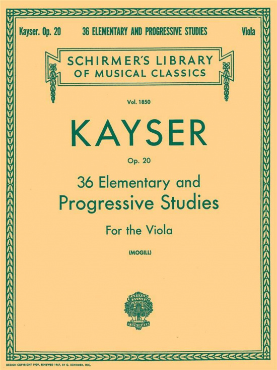 Kayser: 36 Elementary & Progressive Studies, Opus 20 för viola