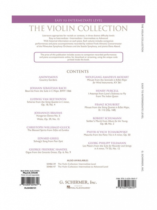 The Violin Collection: Easy To Intermediate Level