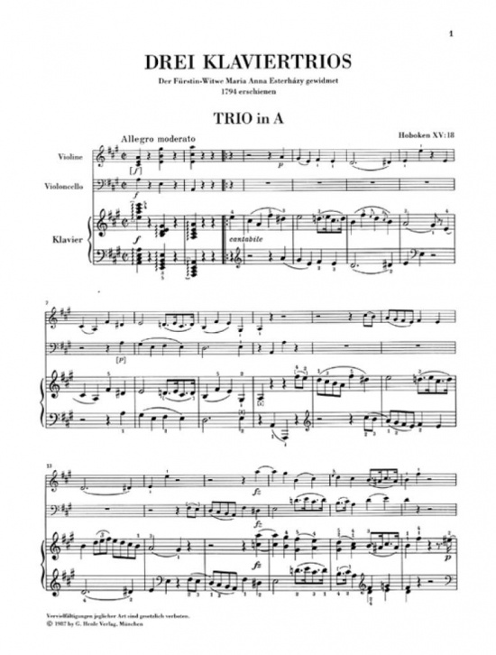 Haydn: Klaviertrios Band IV