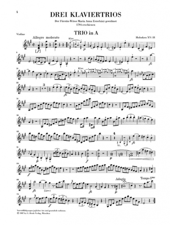 Haydn: Klaviertrios Band IV