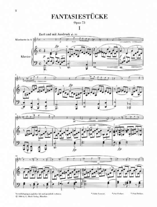 Schumann: Fantasiestücke Opus 73 (Fassung für Violine) för violin och piano