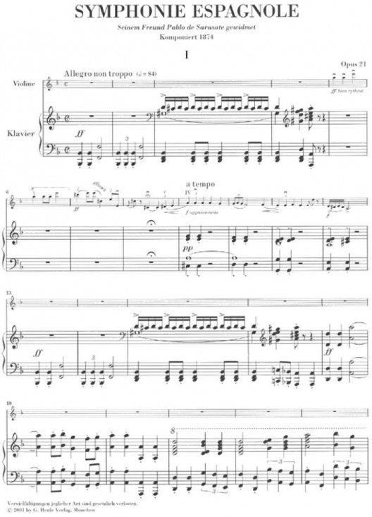 Lalo: Symphonie espagnole d-Moll für Violine und Klavier