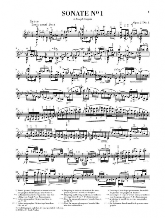 Ysaÿe: Sechs Sonaten für Violine solo