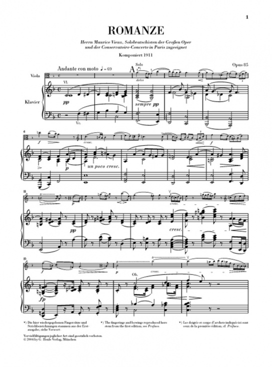 Bruch: Romanze F-Dur Opus 85 för viola