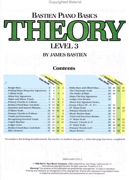 Bastien Piano Basics Theory 3 (engelsk)