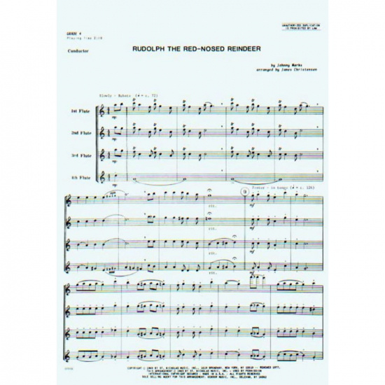 Rudolph The Red-Nosed Reindeer för flöjtkvartett
