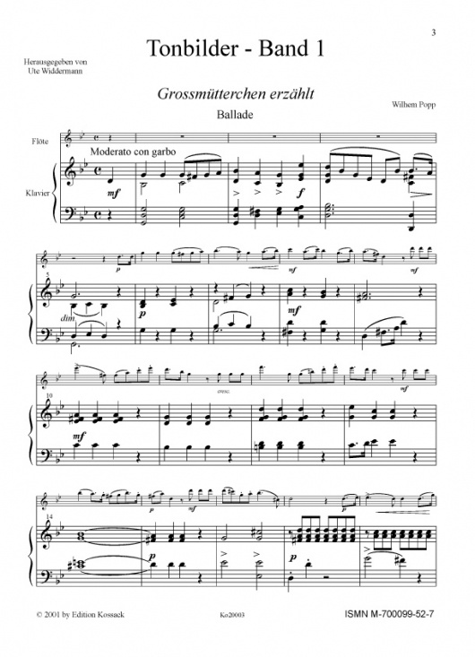 Popp: Tonbilder Band 1 Flöjt och piano