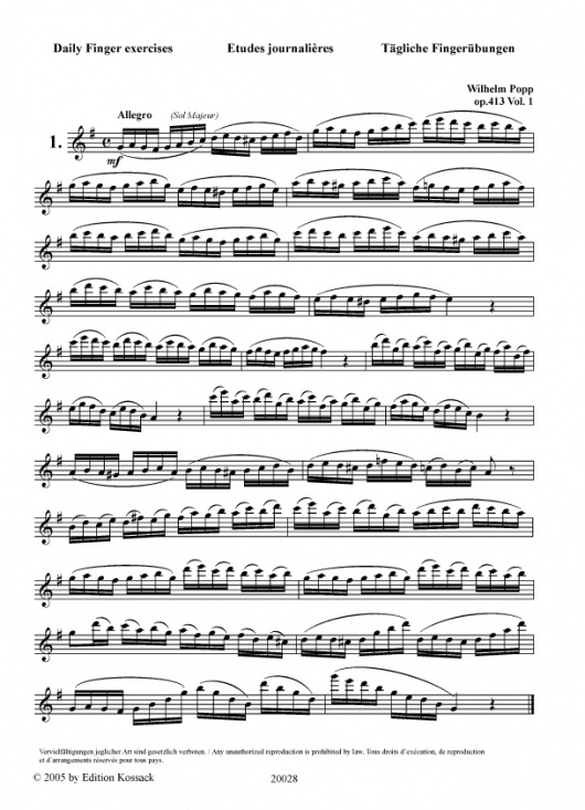 Popp: Tägliche Fingerübungen op.413 Band 1