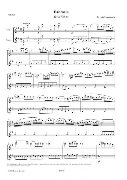 Mercadante: Fantasia 2 flöjter