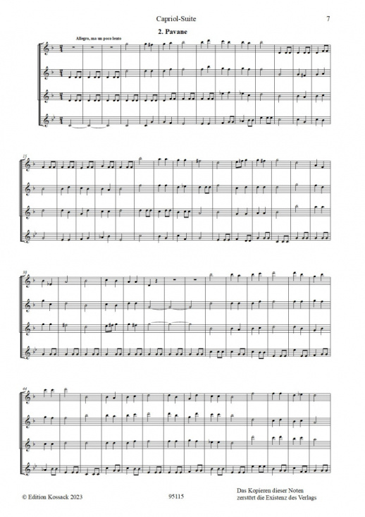 Warlock: Capriol Suite för flöjtkvartett 3 c-löjter och altflöjt