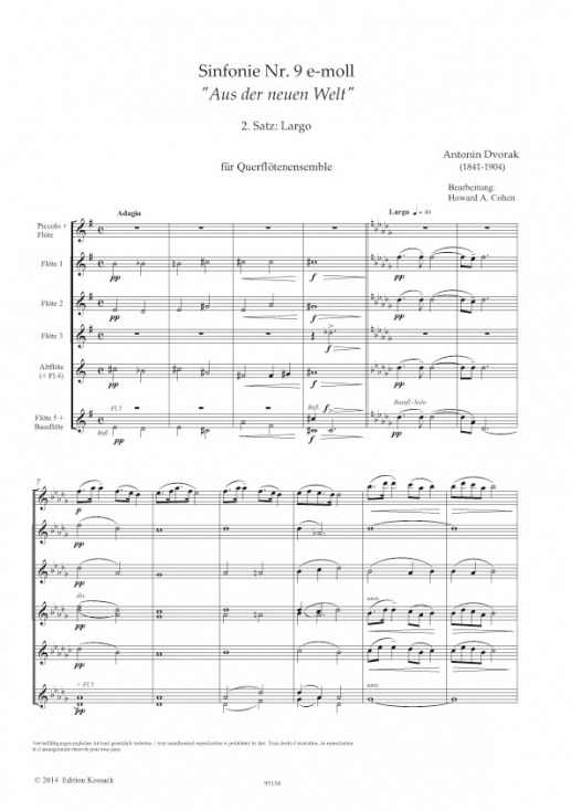 Dvorak: Largo ur Symfoni nr 9 e-moll Från nya världen för flöjtensemble