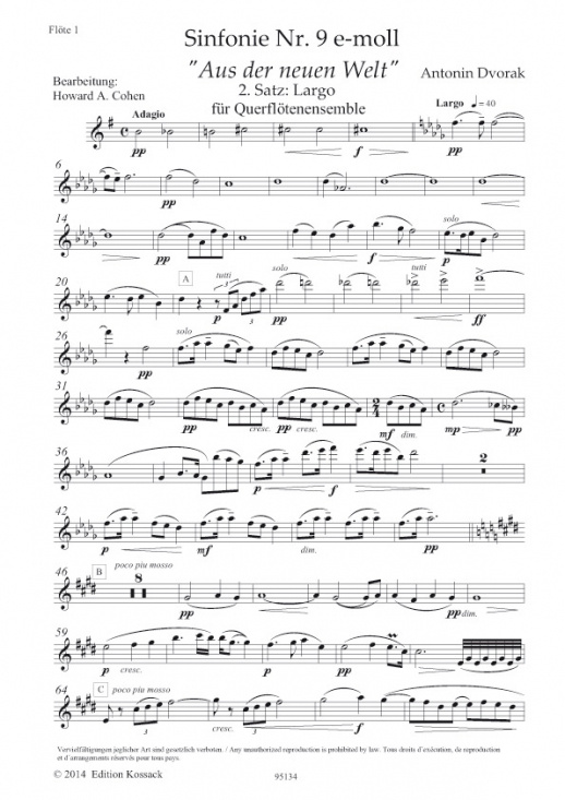 Dvorak: Largo ur Symfoni nr 9 e-moll Från nya världen för flöjtensemble
