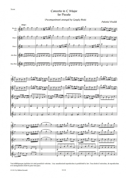 Vivaldi: Piccolokonsert C-Dur för piccolo och flöjtensemble