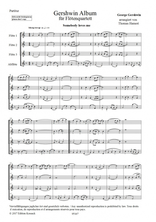 Gershwin: Album für 4 Flöten (3 c-flöjter och altflöjt)