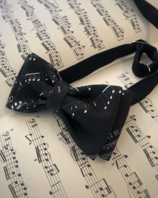Fluga svart med notmönster