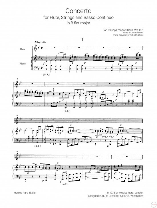 Bach CPE: Konsert B-dur Wq 167 flöjt och piano