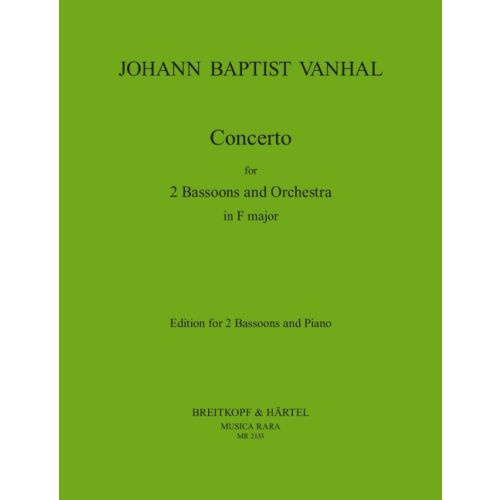 grönt omslag till noterna med Vanhals konsert för två fagotter och orkester.