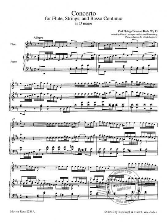 Bach CPE: Konsert D-dur Wq 13 flöjt och piano