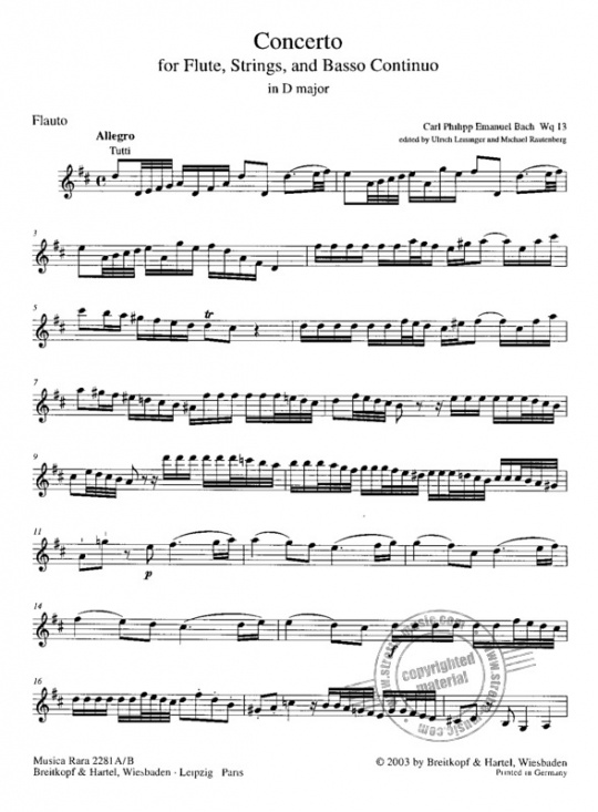 Bach CPE: Konsert D-dur Wq 13 flöjt och piano