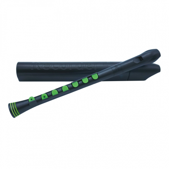 Blockflöjt sopran Nuvo Recorder+ svart-grön Barockgrepp