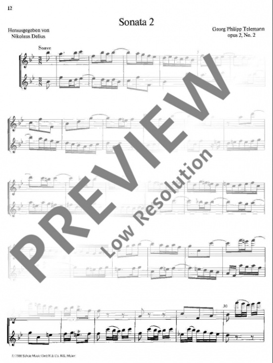 Telemann: 6 Sonaten op 2-1 och 2-2 för 2 altblockflöjter eller flöjter 